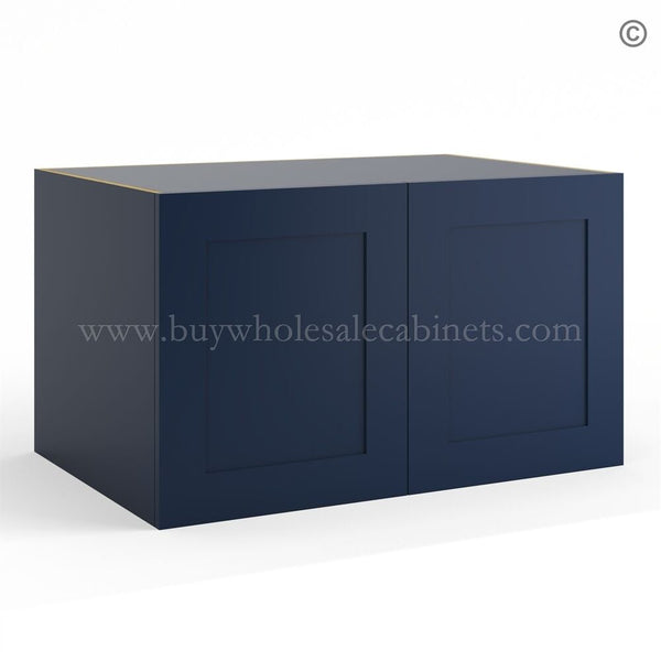 Frameless Oxford Blue Deep Wall Cabinet – 2 Doors No Shelf – 12″D, 36″W