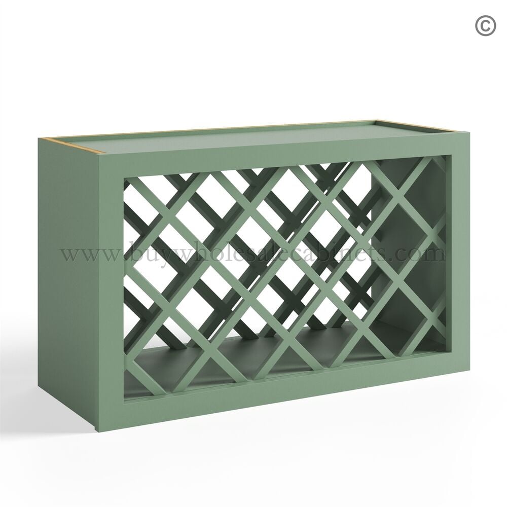 Jade Green Shaker 15″/18″ Criss-Crossed Wine Rack Cabinet