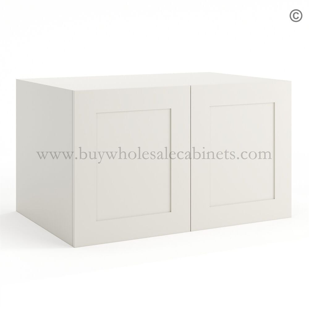 Frameless Pearl White 12″ Deep Wall Cabinet – 2 Doors No Shelf
