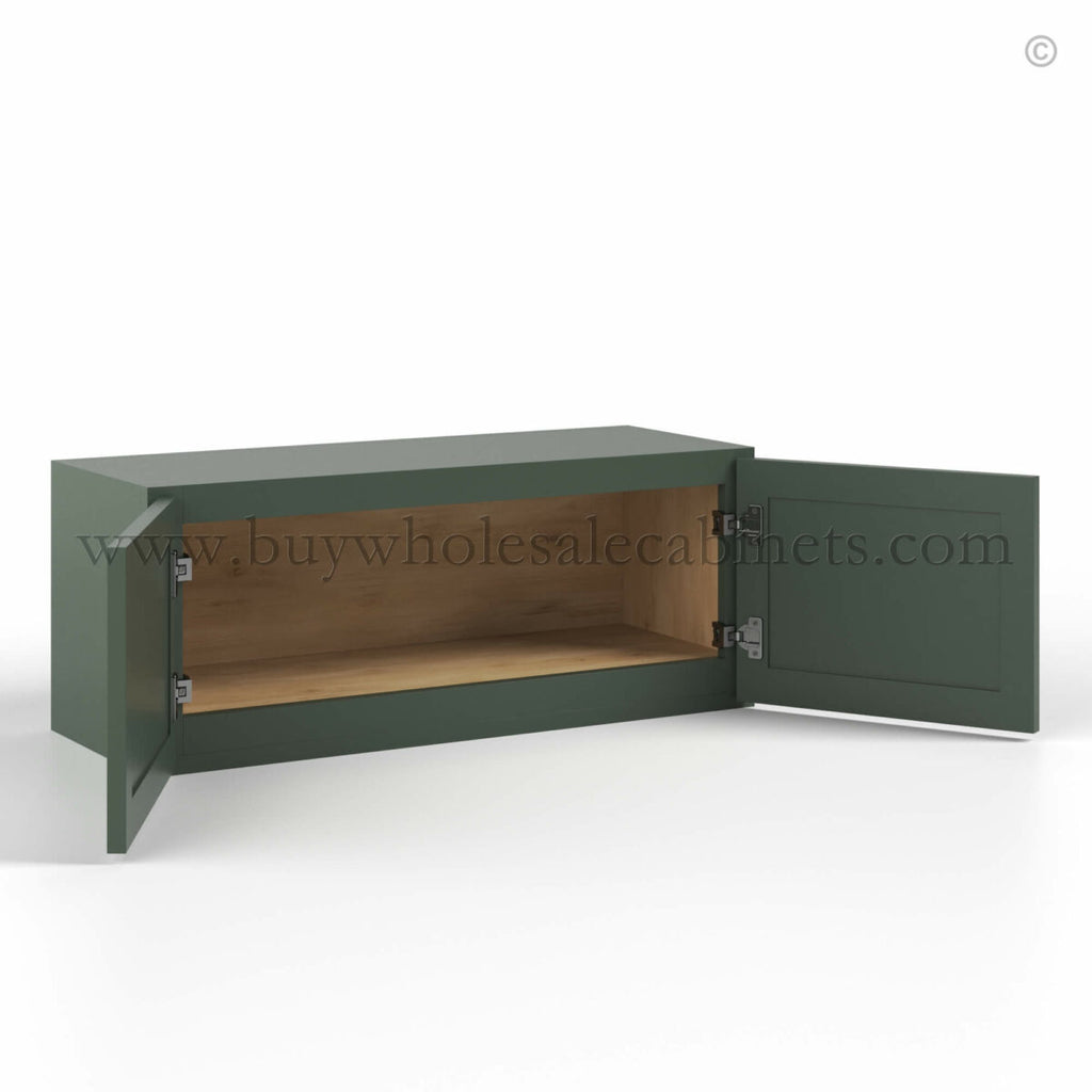 Slim Shaker Green Double Door Wall Cabinets- 12″H – 12″D