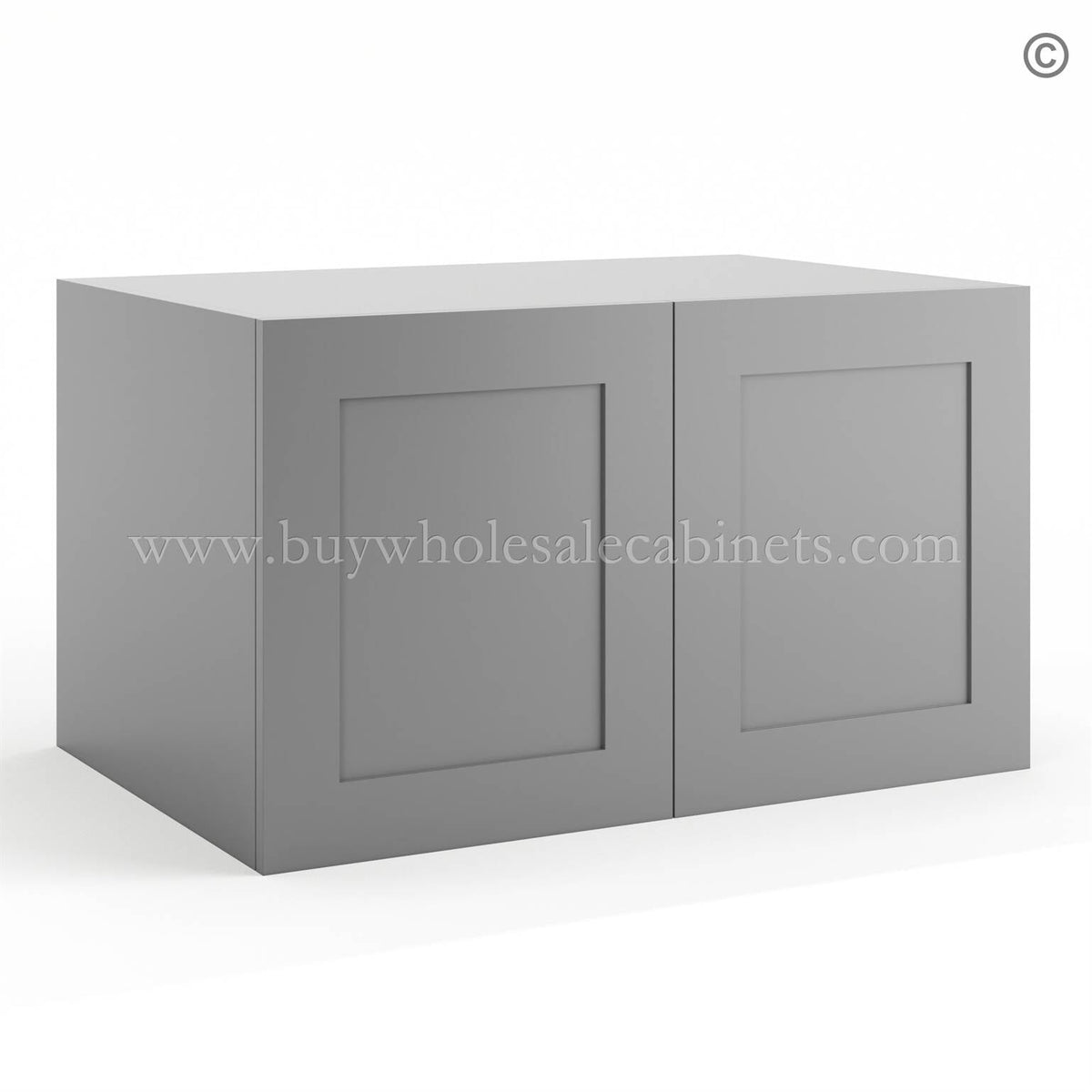 Frameless Graphite Gray 24″ Deep Wall Cabinet – 2 Doors No Shelf