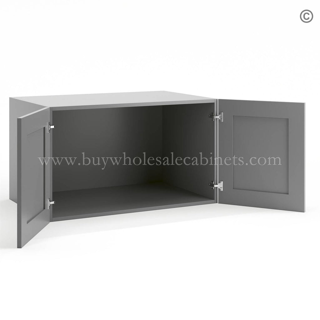 Frameless Graphite Gray 24″ Deep Wall Cabinet – 2 Doors No Shelf