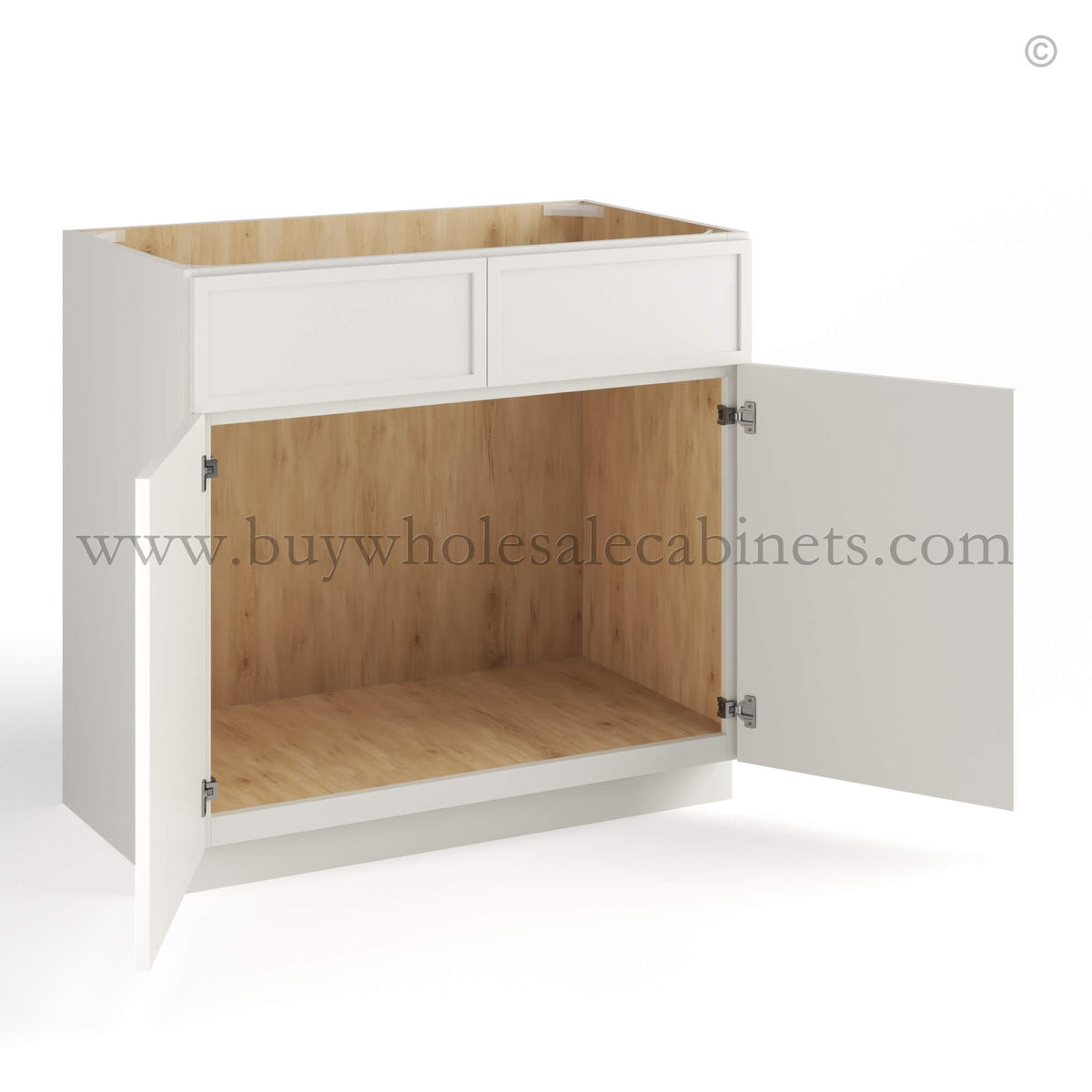 Dove White Slim Shaker Sink Base With Double Doors