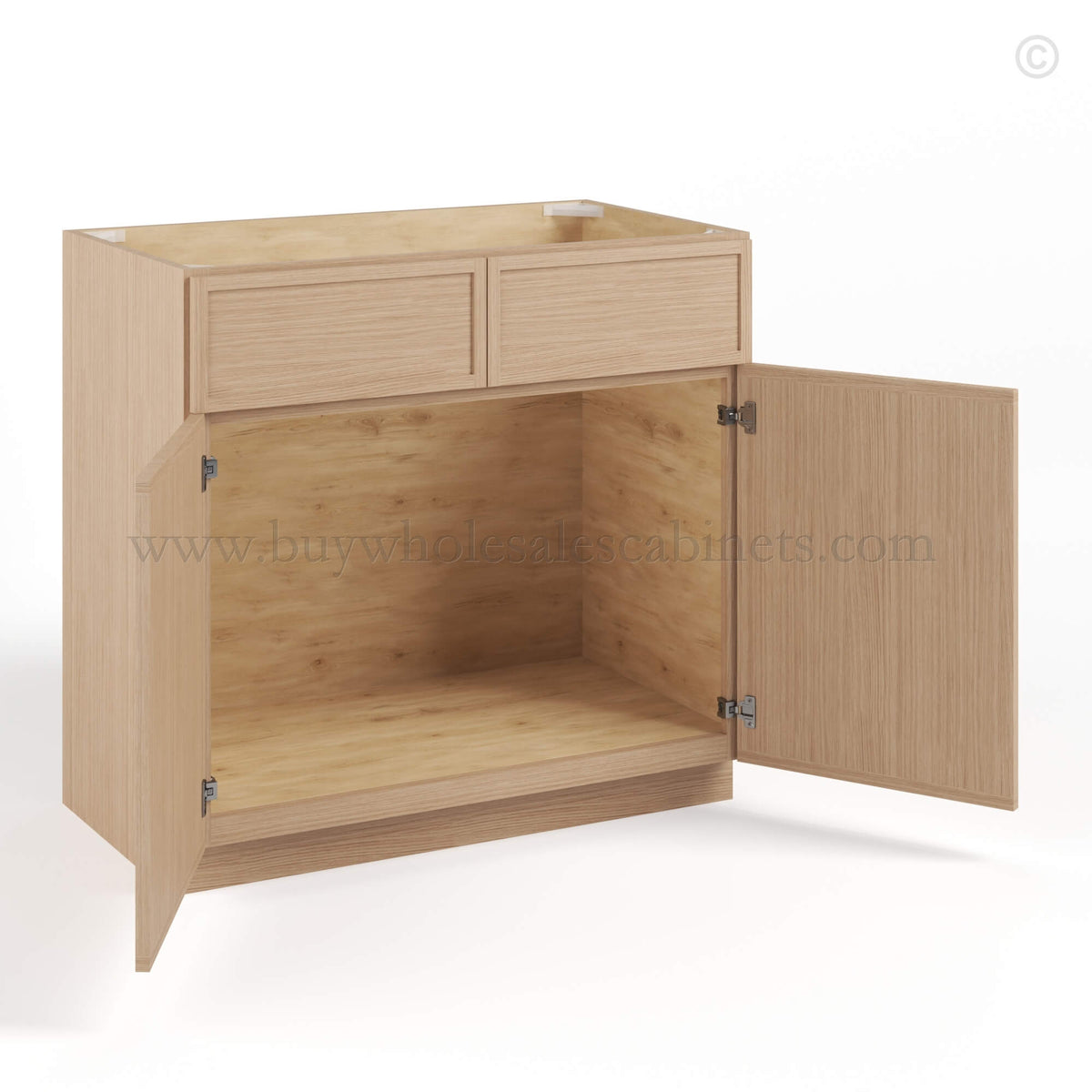 Slim Oak Shaker Sink Base With Double Doors