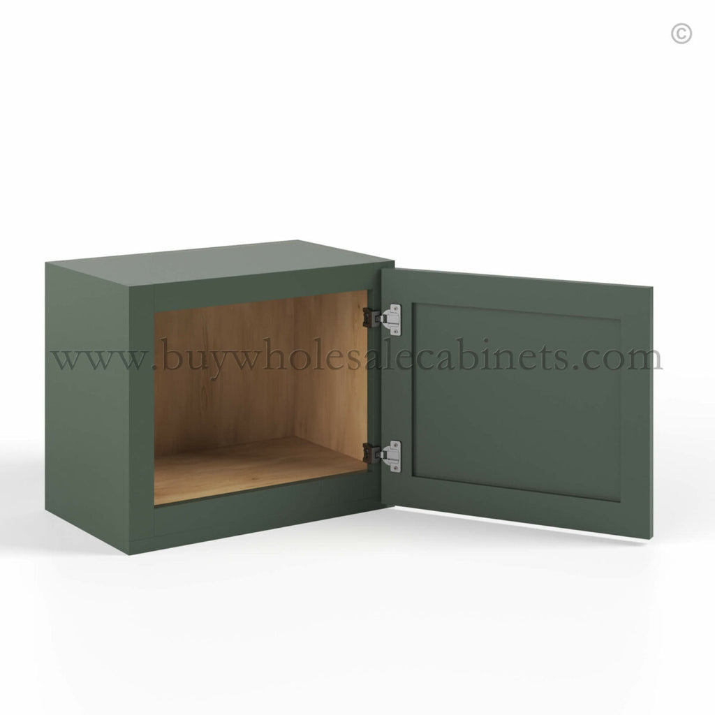 Slim Shaker Green Single Door Wall Cabinet – 15″H – 12″D