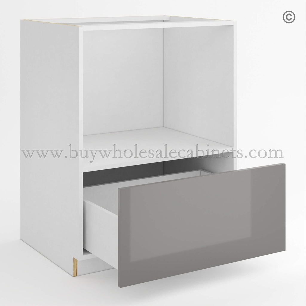 Frameless Gloss Gray Microwave Base Cabinet