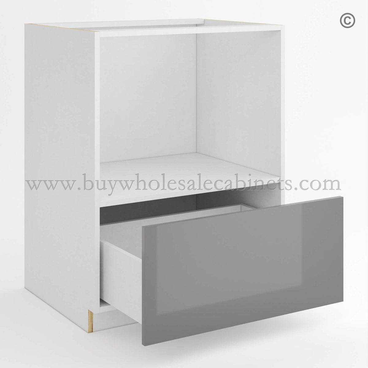 Frameless Gloss Gray Microwave Base Cabinet