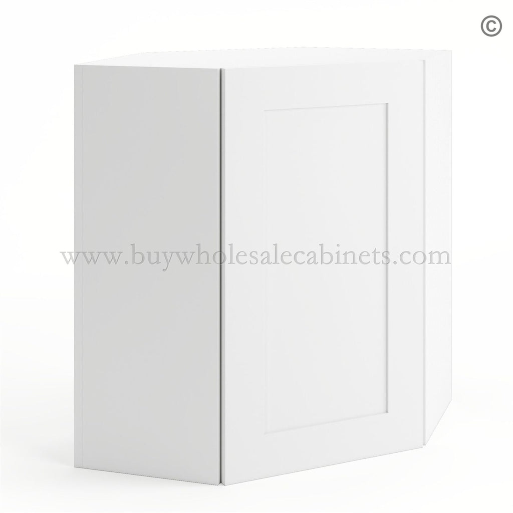 Frameless Modern White Shaker 24″ Wide Wall Diagonal Door – 1 Door, 1 Shelf