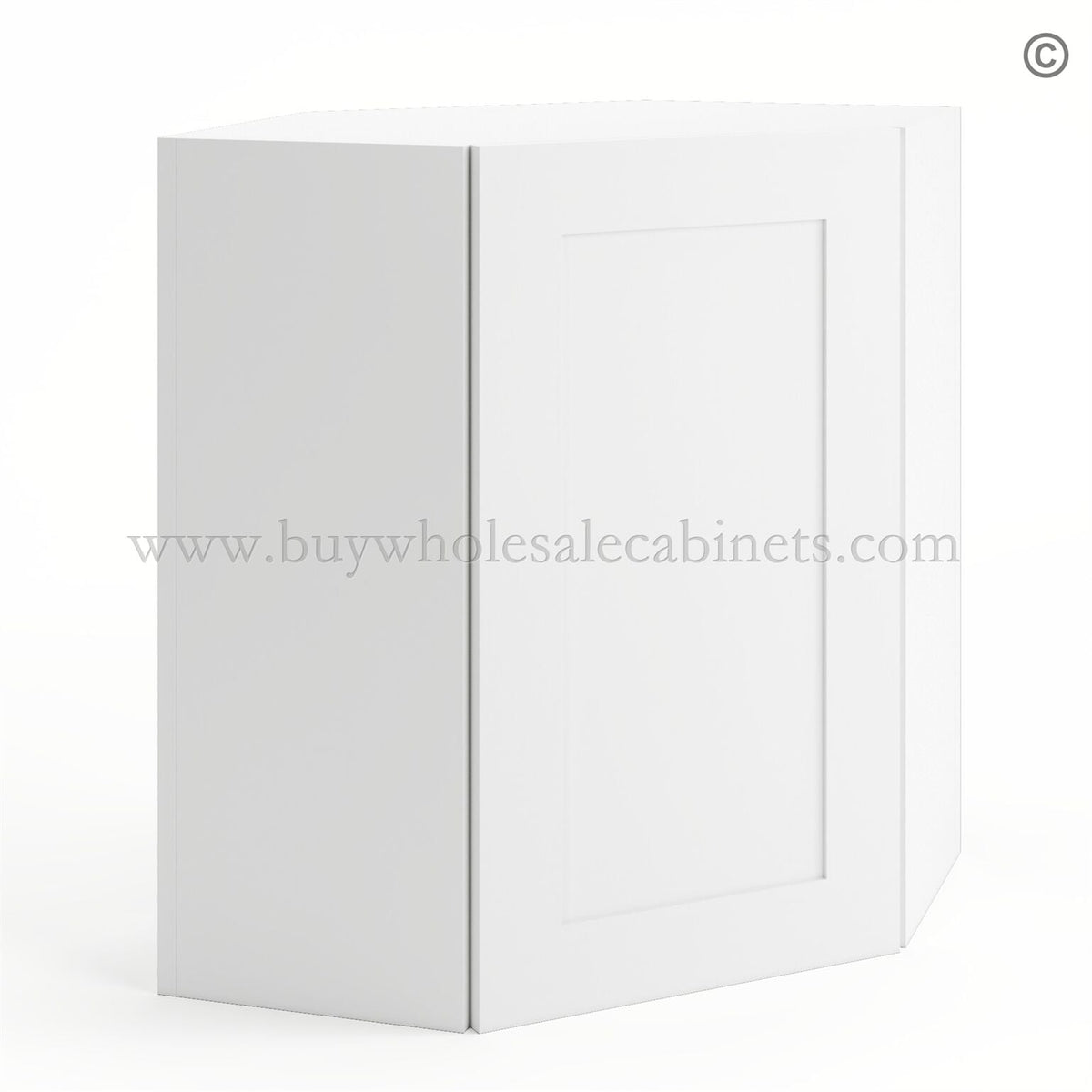 Frameless Modern White Shaker 24″ Wide Wall Diagonal Door – 1 Door, 1 Shelf