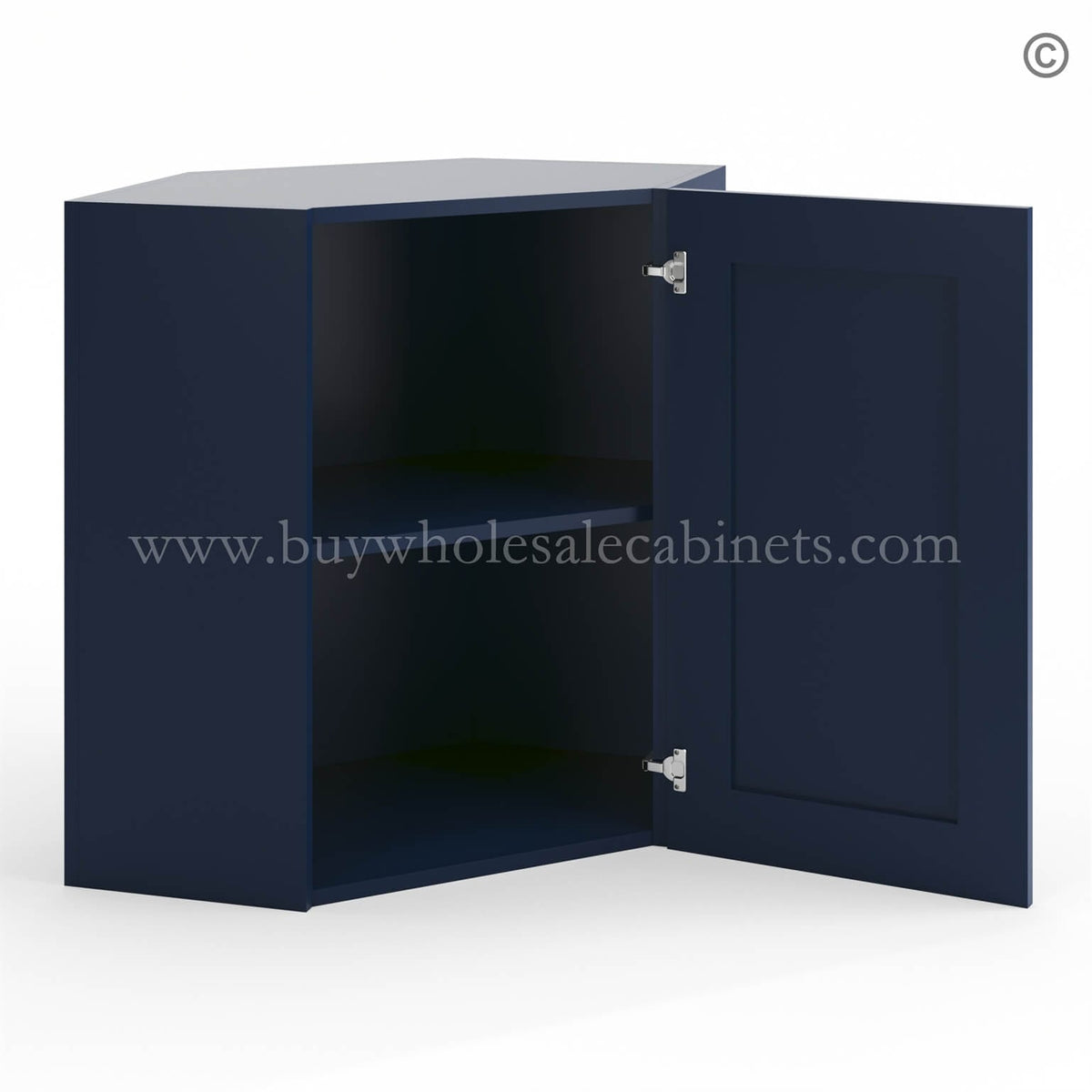 Frameless Oxford Blue 24″ Wide Wall Diagonal Door – 1 Door, 1 Shelf