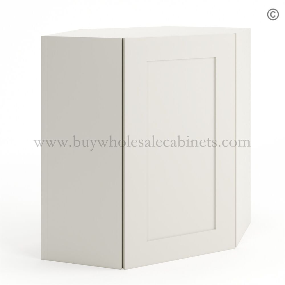 Frameless Pearl White 24″ Wide Wall Diagonal Door – 1 Door, 1 Shelf