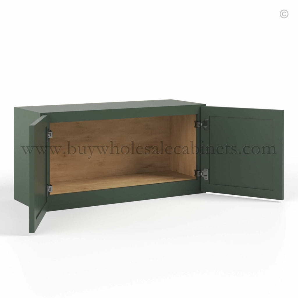 Slim Shaker Green Double Door Wall Cabinets- 15″H – 12″D