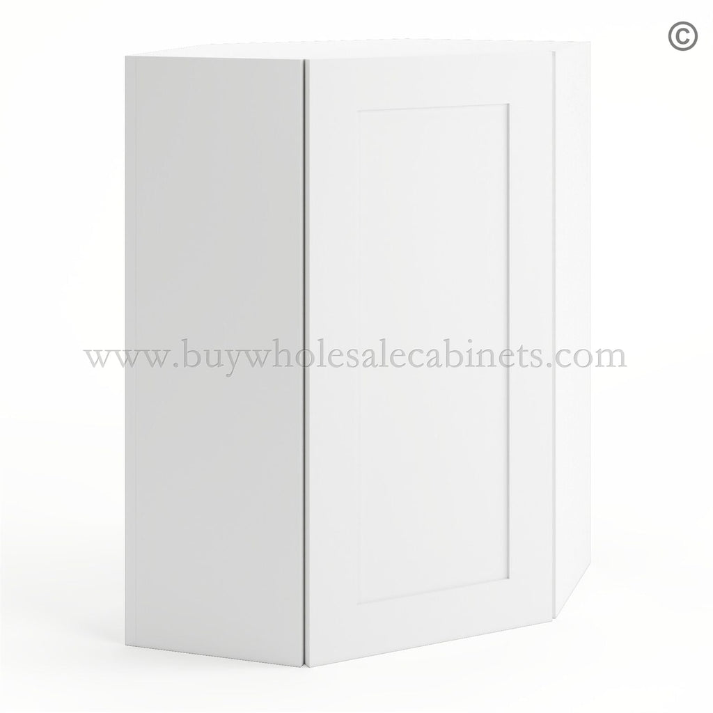 Frameless Modern White Shaker 24″ Wide Wall Diagonal Door – 1 Door 2 Shelves