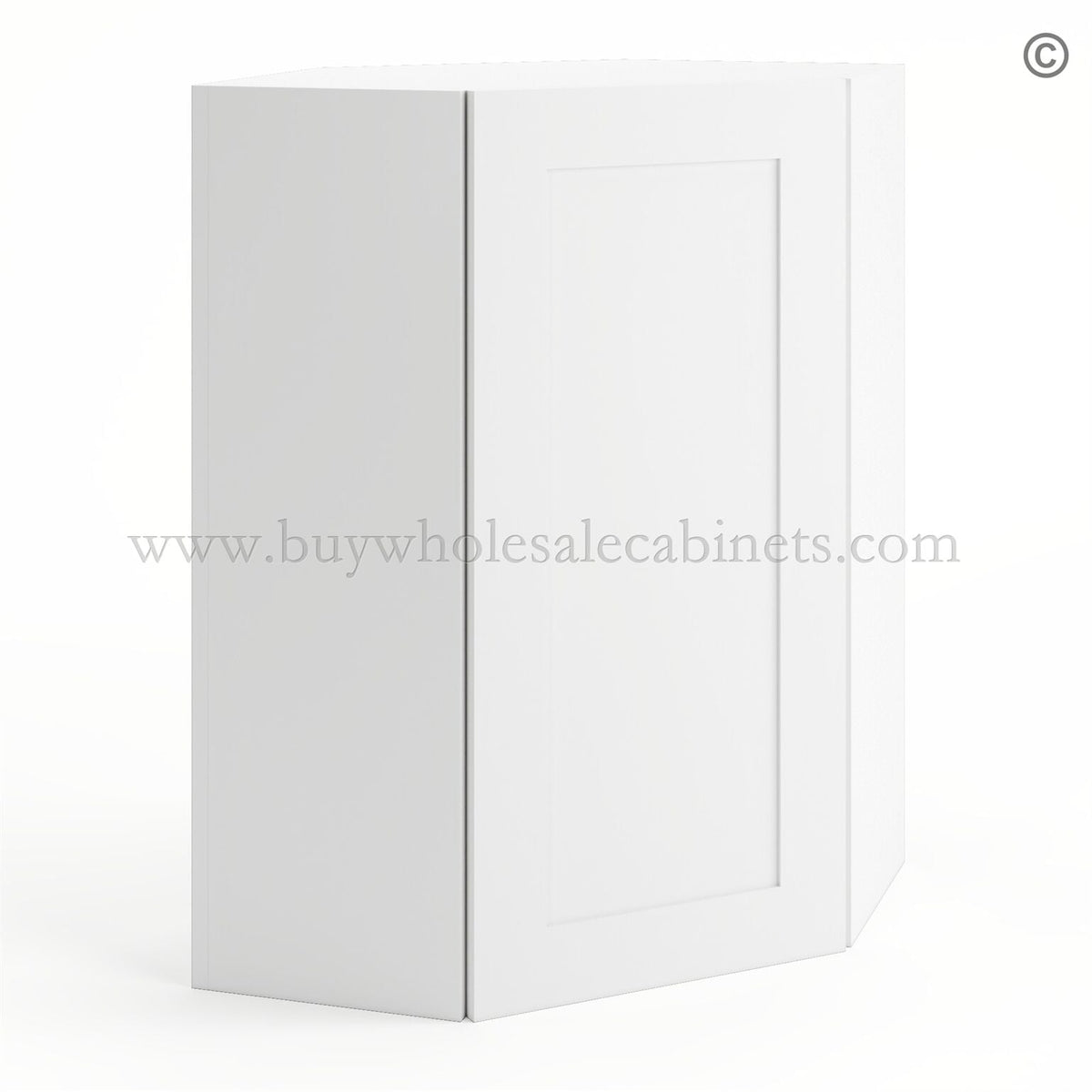 Frameless Modern White Shaker 24″ Wide Wall Diagonal Door – 1 Door 2 Shelves
