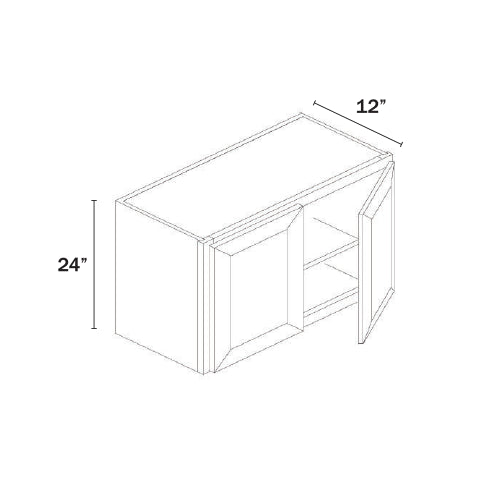 Dorian Gray Shaker Double Door Wall Cabinets- 24″H, 12″D