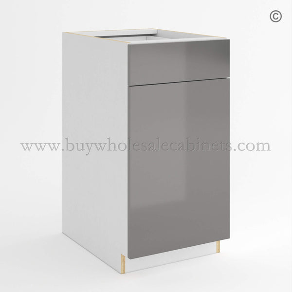 Frameless Gloss Gray Trash Base Cabinet