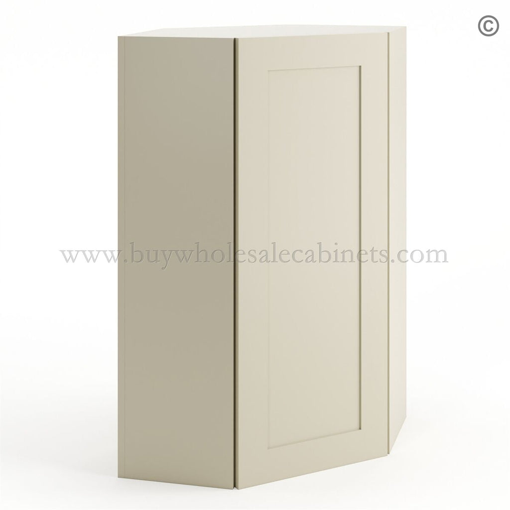 Frameless Ivory White 24″ Wide Wall Diagonal Door – 1 Door 3 Shelves –