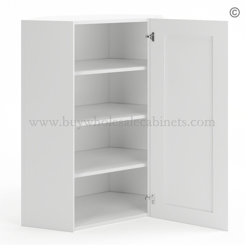 Frameless Modern White Shaker 24″ Wide Wall Diagonal Door – 1 Door 3 Shelves –