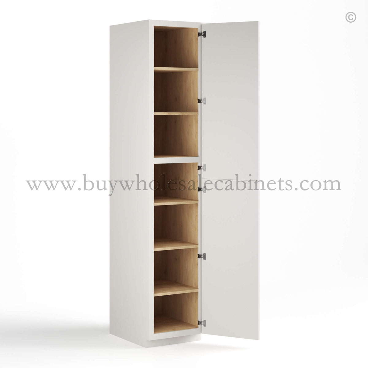 Dove White Slim Shaker Tall Pantry Cabinet with 2 Doors