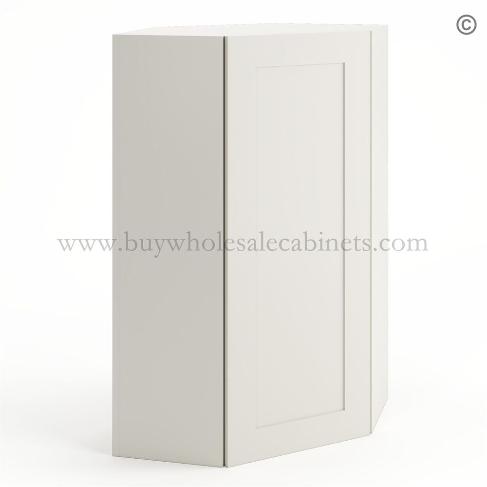 Frameless Pearl White 24″ Wide Wall Diagonal Door – 1 Door 3 Shelves –