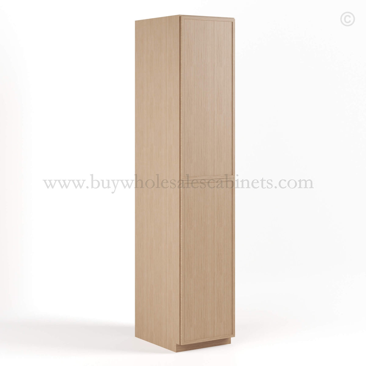 Slim Oak Shaker Tall Pantry Cabinet with 2 Doors
