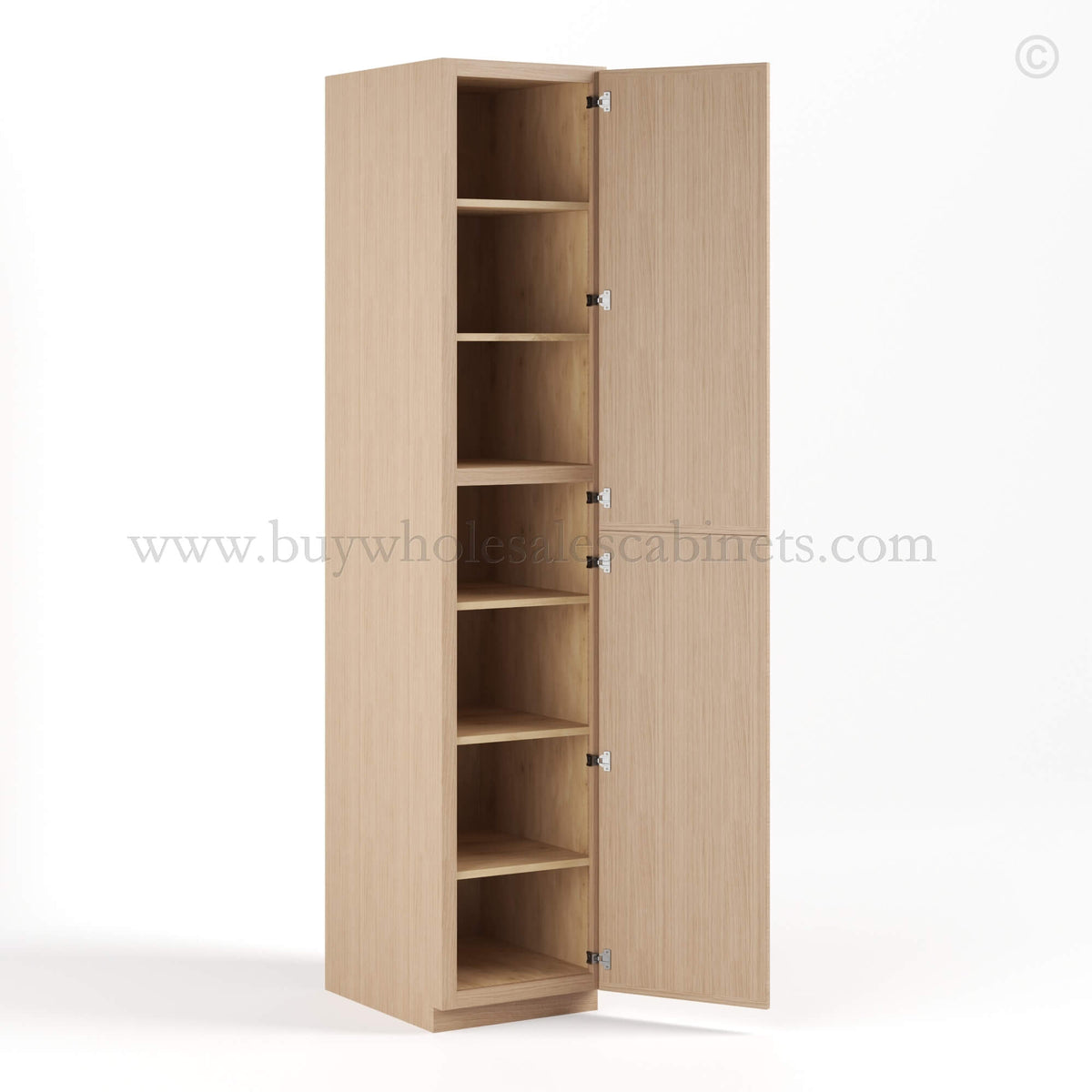 Slim Oak Shaker Tall Pantry Cabinet with 2 Doors