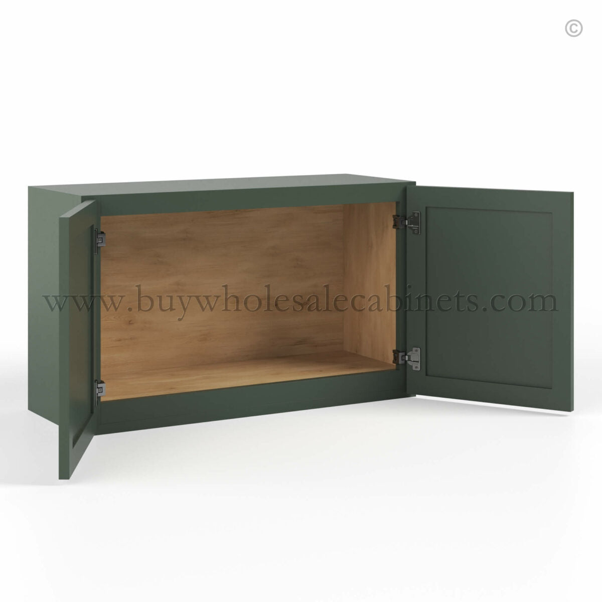 Slim Shaker Green Double Door Wall Cabinets- 18″H – 21″H, 12″D