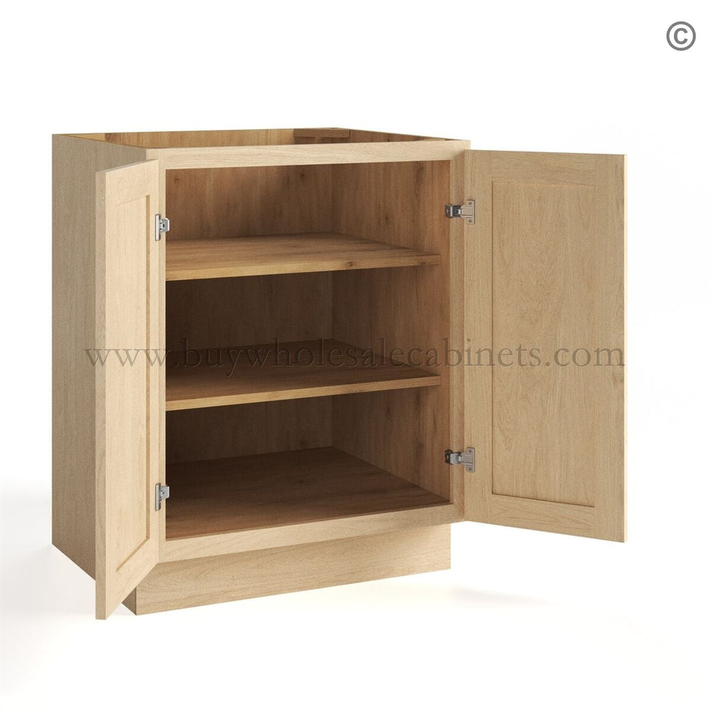 Unfinished Shaker Base Cabinet Full Height Double Door