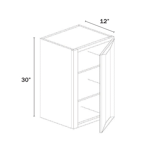 Charcoal Black Shaker Single Door Wall Cabinet 30″H – 12″D
