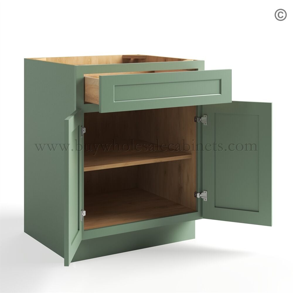 Jade Green Shaker Base Cabinet Two Doors/One Drawer