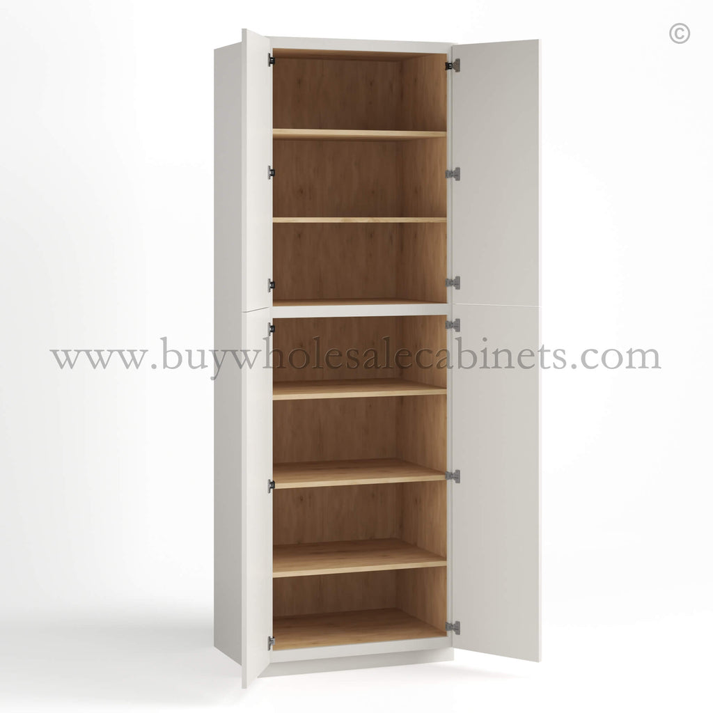 Dove White Slim Shaker Tall Pantry Cabinet with 4 Doors