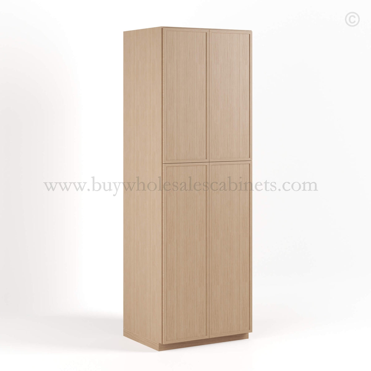 Slim Oak Shaker Tall Pantry Cabinet with 4 Doors