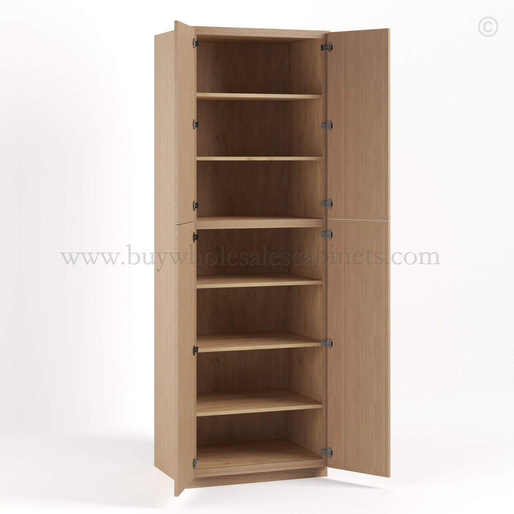 Slim Oak Shaker Tall Pantry Cabinet with 4 Doors