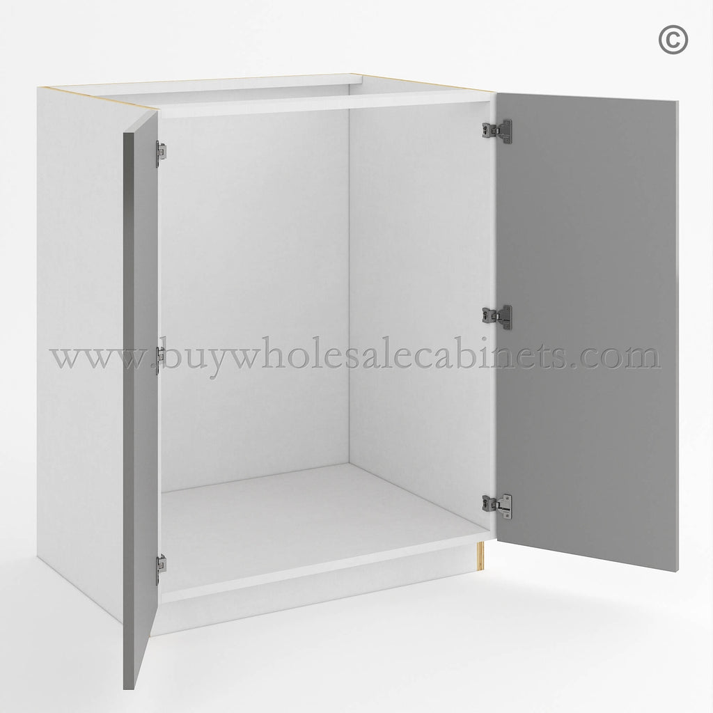 Frameless Gloss Gray Full Height Double Door Base Cabinet