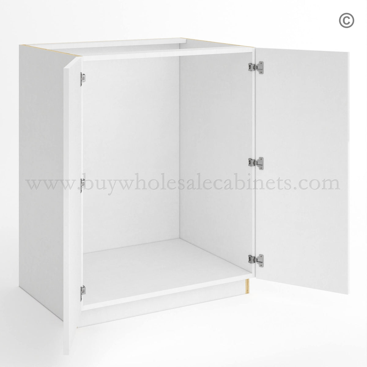 Frameless Gloss White Full Height Double Door Base Cabinet