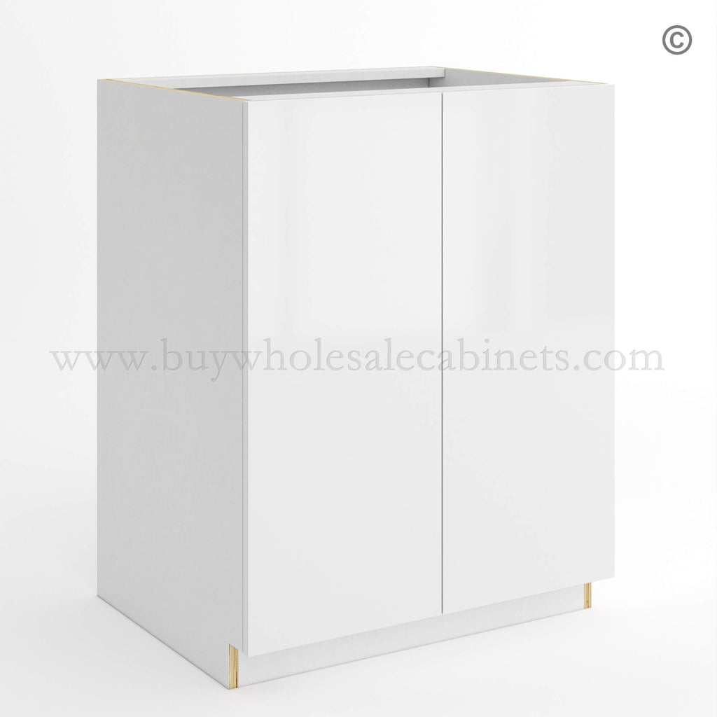 Frameless Gloss White Full Height Double Door Base Cabinet