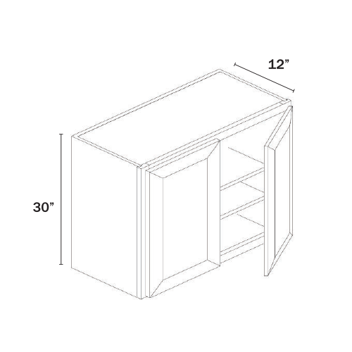 Dorian Gray Shaker Double Door Wall Cabinets 30″H, 12″D