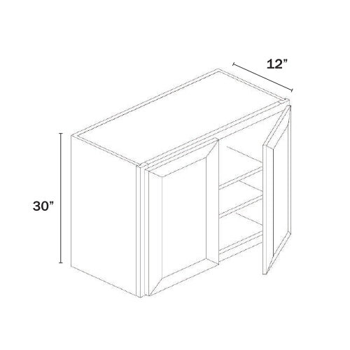 Charcoal Black Shaker Double Door Wall Cabinets 30″H, 12″D
