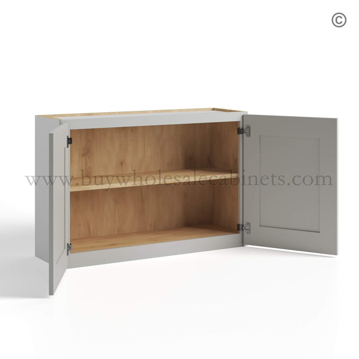 Dorian Gray Shaker Double Door Wall Cabinets- 24″H, 12″D