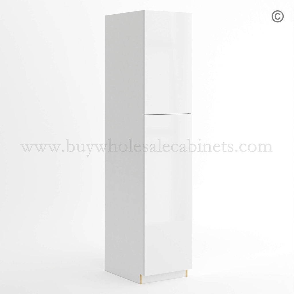 Frameless Gloss White Tall Pantry Cabinet with 2 Doors