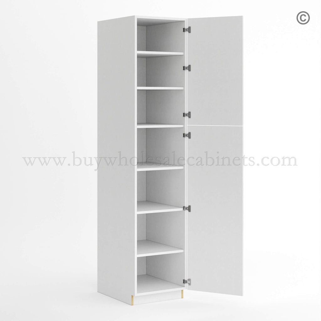 Frameless Gloss White Tall Pantry Cabinet with 2 Doors