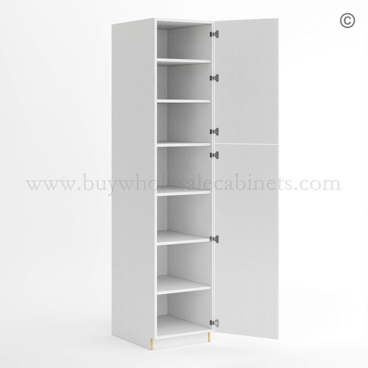 Frameless Gloss White Tall Pantry Cabinet with 2 Doors
