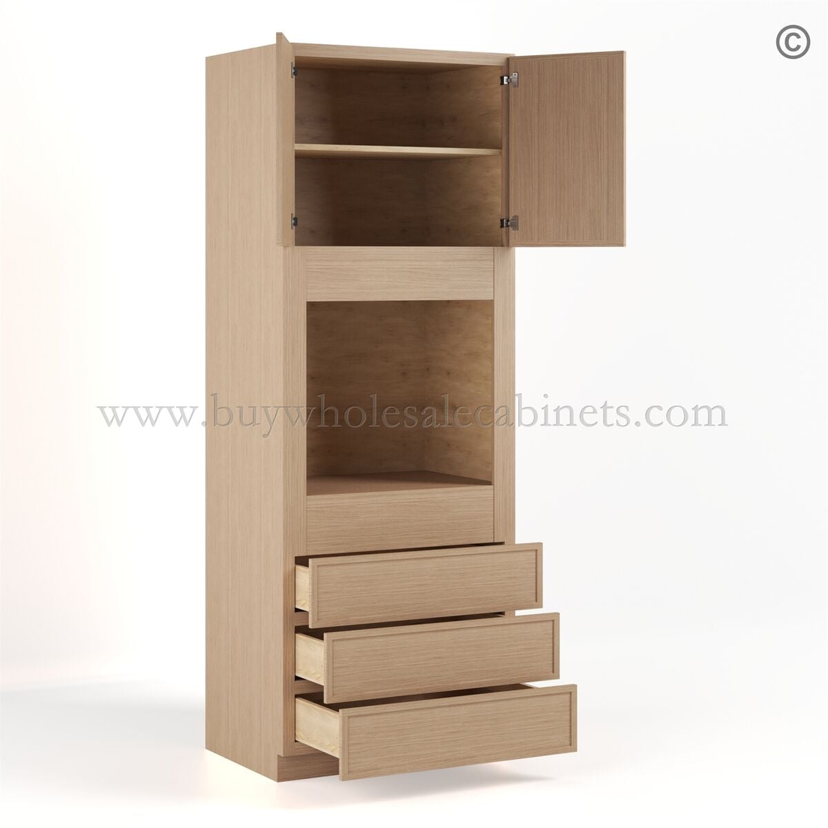 Slim Oak Shaker 33″W Oven Pantry Cabinet