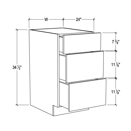 Frameless Graphite Gray Base Drawer Cabinet – 3 Drawers
