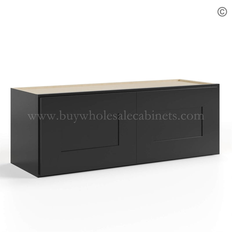 Black Shaker 12″ H Double Door Wall Cabinet