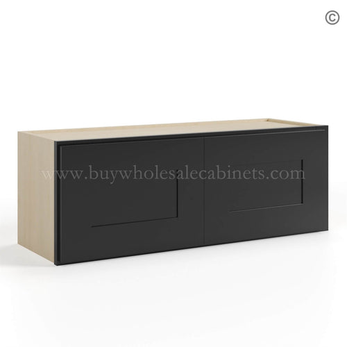 Black Shaker 12″ H Double Door Wall Cabinet