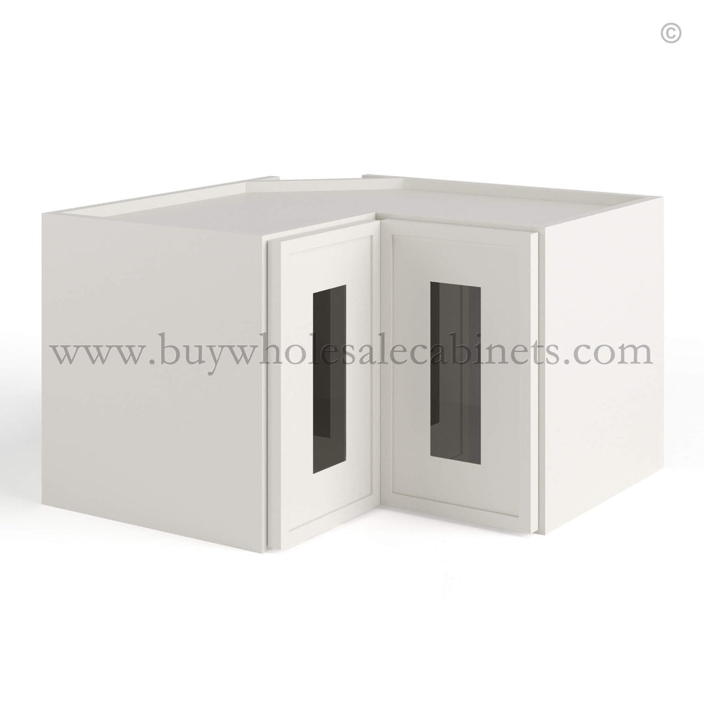 Dove White Slim Shaker Easy Reach Wall Cabinet with Glass Door