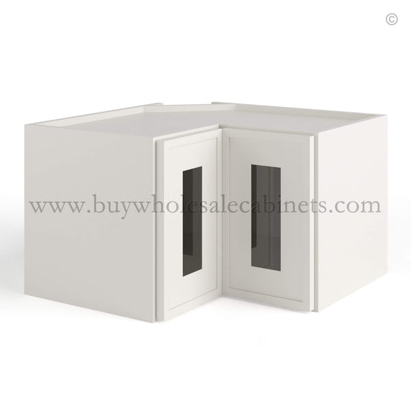 Dove White Slim Shaker Easy Reach Wall Cabinet with Glass Door