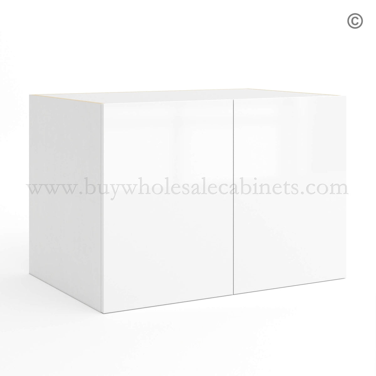 Frameless Gloss White 24″D Refrigerator Wall Cabinet with Double Door 24″H