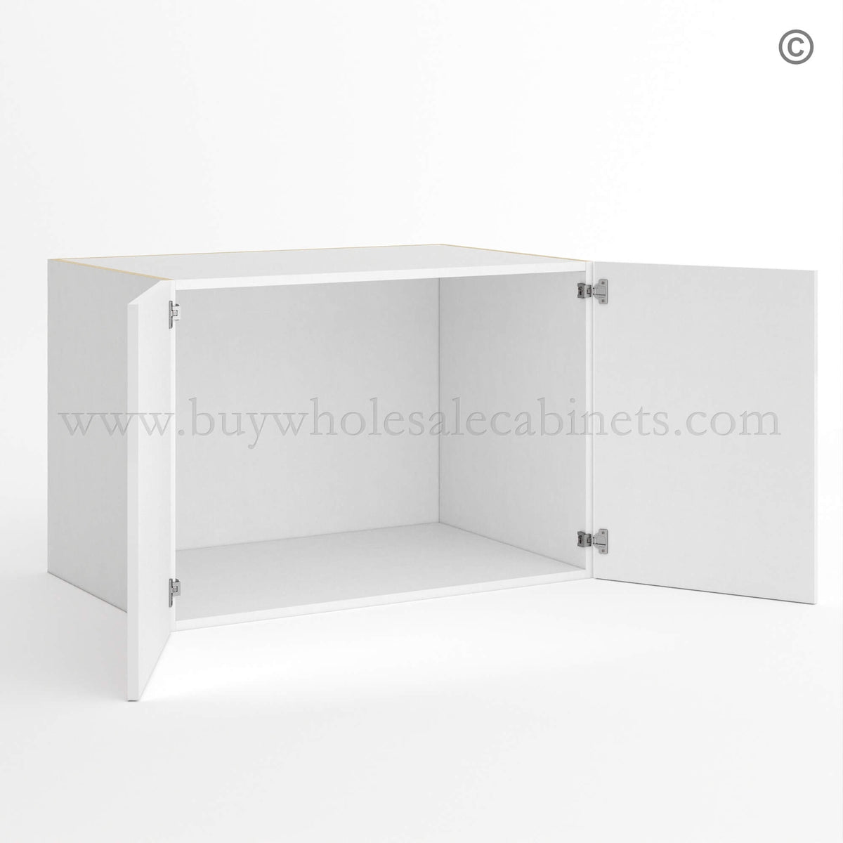 Frameless Gloss White 24″D Refrigerator Wall Cabinet with Double Door 24″H